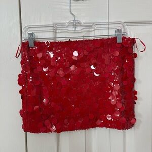 Edikted Sparkling Red Mini Skirt